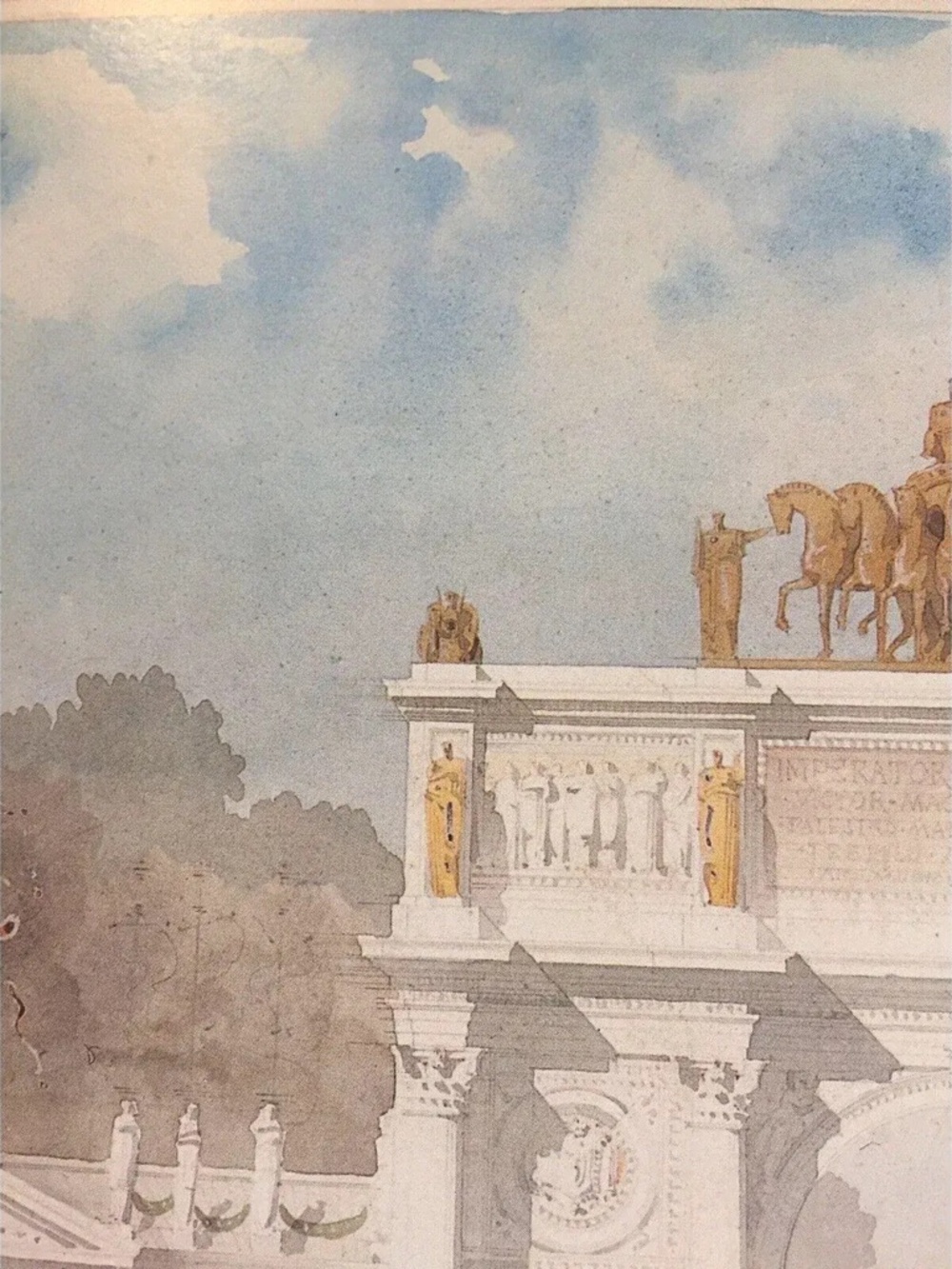 80s Architectural Rendering Poster Arc De Triomphe After Artist Emanuel Brune - Picture 3 of 12
